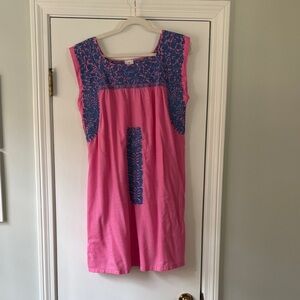 Pink and Blue Sleeveless Mini Dress